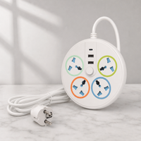 Multiprise intelligente créative avec prises universelles, USB-A (2 ports), USB-C (1 port), protection enfant, câble de 1,8 m, IP20