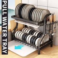 Égouttoir à vaisselle 3 niveaux en métal, moderne, multifonctionnel, mobile, non pliable, sur pied, durable et efficace