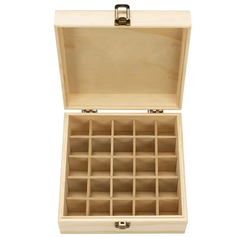 BSCI Factory custom wood boxes for 10ml oil bottles wooden essential oil boxes with hinged lid wooden packaging box