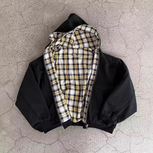 Sudadera con Capucha Y2K <span class=keywords><strong>Grunge</strong></span> a Cuadros con Cremallera, Reversible, Oversize, Estilo Emo de los 2000, Sudadera Gráfica Holgada para Otoño, para Hombre y Mujer - Product Image 6