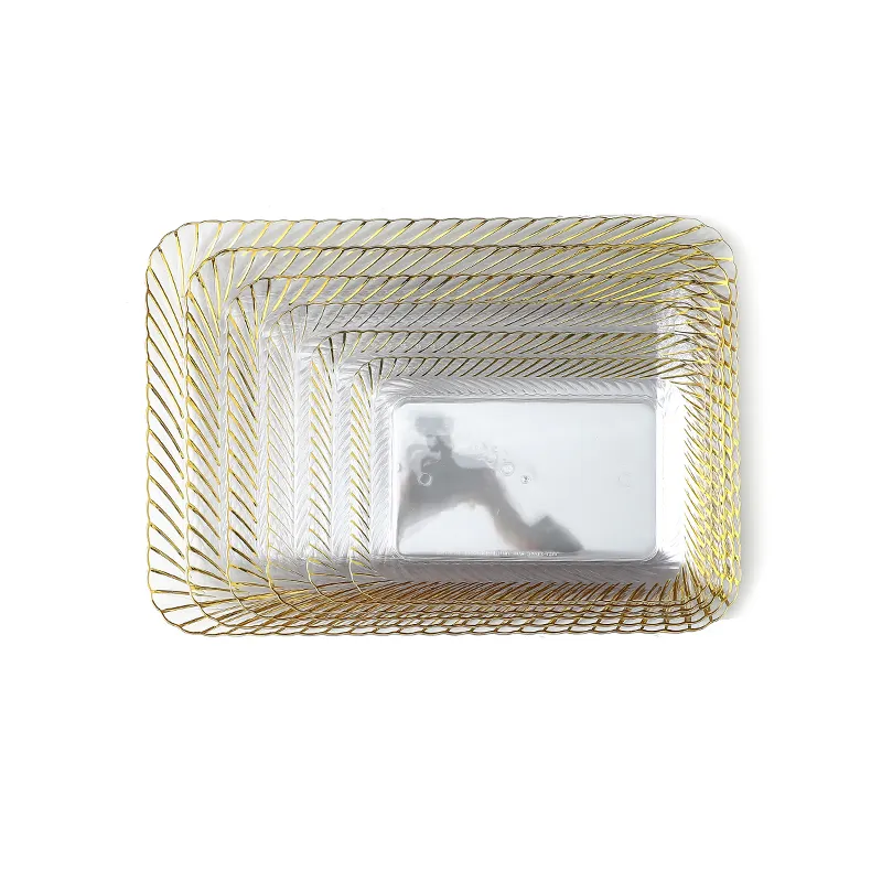 Wholesale Rectangle Clear Tray Acrylic Serving Trays with Colored Bottom
