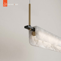 Lampe suspendue en laiton et albâtre espagnol pour salle à manger, villa, hall d'hôtel, salon, décoration