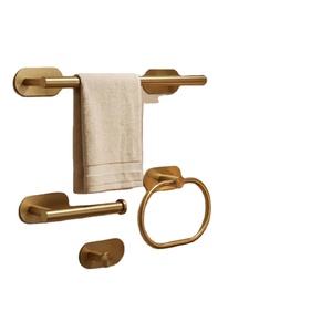 Ensemble de porte-serviettes de salle de bain moderne en laiton avec barre, anneau et crochet, fixation murale, finition antique - Product Image 1