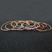 Nouveau Bracelet de Tennis élastique en strass multicolore, bijoux simples et brillants, vente en gros, tendance pour femmes