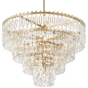 Lampadario Moderno in Cristallo da 49 Pollici, Lampada <span class=keywords><strong>a</strong></span> Sospensione Rotonda in Ottone <span class=keywords><strong>LED</strong></span> <span class=keywords><strong>per</strong></span> <span class=keywords><strong>Soggiorno</strong></span> e Sala da Pranzo - Product Image 1