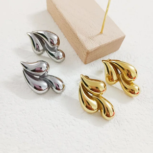 Pendientes Chapados en Oro de 18K, Acero Inoxidable 304, Gotas de Agua de Estilo Simple, 1 Par - Product Image 5