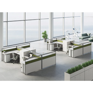 商用家具办公椅书桌小型办公桌工业用带插座4座商用隔断办公桌 - Product Image 1