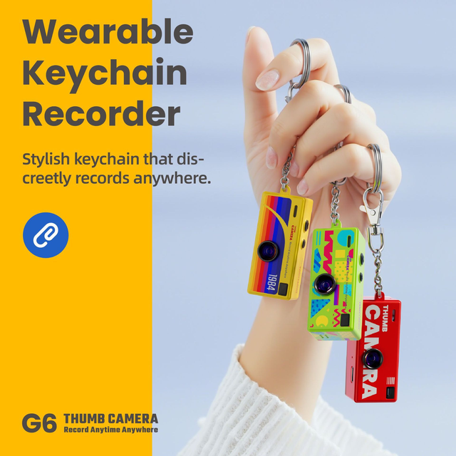 Ynmee Thumb Keychain Mini Action Camera 0.96 Inch Retro Design 1080P 2MP CMOS Night Vision 130 Wide Angle MicroSD Slot Audio