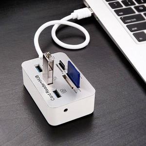 Hub USB 3.0 en alliage d'aluminium avec lecteur de carte SD/TF, combo multifonction 7 en 1, USB3.0 3 ports + 4 lecteurs de carte pour PC MacBook - Product Image 2