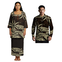 Nouvelle collection 2026 : Ensemble couple personnalisé avec logo – Chemise hawaïenne Aloha et Robe Puletasi polynésienne pour femme, motif tribal samoan