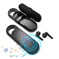 Combo de Altavoz Portátil y Auriculares TWS 2 en 1 con Logotipo OEM de Fábrica, Control por Voz, Alcance de 10m, Plástico ABS, 2W, V5.3