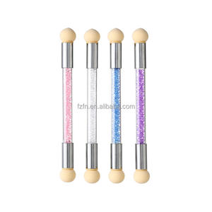 Stylo éponge de manucure à double tête pour Nail Art Éponge acrylique Outil de pointillage en silicone avec <span class=keywords><strong>brosse</strong></span> à ongles pratique - Product Image 1