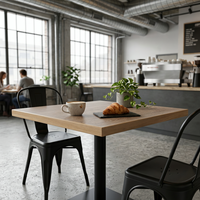 Plateau de table rectangulaire moderne en HPL Formica USA, finition grain de bois gris avec bordure en bois naturel, pour salle à manger intérieure ou café