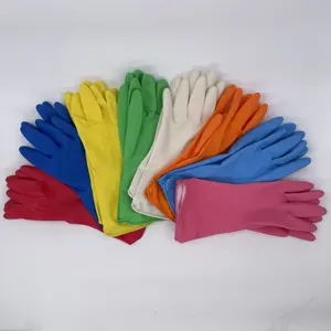 Dishwashing Flocklined Latex Gloves Waterproof And Aniti Slip Household Glove Latex Cleaning Gloves