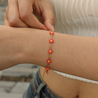 Bracelet pour femme en acier inoxydable, chaîne à maillons, pendentif en forme de cœur blanc, fleur, cerise, couleur dorée électrolytique, tendance