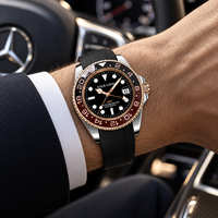 Montre mécanique personnalisée pour homme, montre NH34 GMT, verre saphir, acier inoxydable, montre mécanique avec logo de marque personnalisé