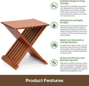 Banc pliant en bois multi-usages, tabouret <span class=keywords><strong>de</strong></span> douche autoportant imperméable <span class=keywords><strong>pour</strong></span> <span class=keywords><strong>salle</strong></span> <span class=keywords><strong>de</strong></span> <span class=keywords><strong>bain</strong></span> et sauna à vapeur - Product Image 2