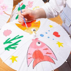 Personalizzato cinese giapponese bambini fai da te disegno ombrello decorazione di nozze foto oggetti di scena bianco parasole ombrelli di carta per l'artigianato - Product Image 5