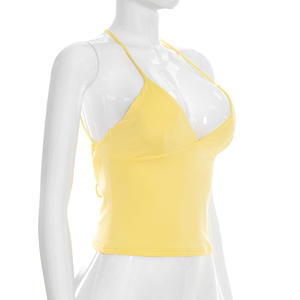 Viviblook Y26TP050 Women Summer Vest New Camisole <b>Cross</b> Backless Strapless Solid Color Summer Sleeveless <b>Top</b> for Ladies - Product Image 2