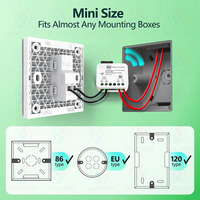 Mini-interrupteur à distance 433 MHz, portée 50 m, 5 mA, sans fil neutre requis, CA 110 V~250 V, fil sous tension unique, relais RF