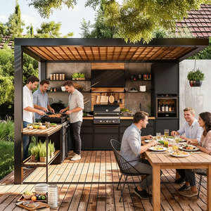 Conjunto de Cocina para Exteriores con Gabinetes, Parrilla para Asar, Fregadero, Cajones, Isla Modular de Aluminio, Parrilla Completa para Patio Trasero - Product Image 4