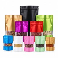 Sachet à épices personnalisé avec logo imprimé, pochette verticale avec fenêtre transparente, fermeture éclair refermable, finition mate, sac alimentaire pour herbes et épices