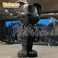 Sculpture d'art pop en résine, grande sculpture d'ours noir graffiti, décoration d'intérieur, statue