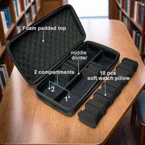 Étui de voyage pour montre portable à 10 fentes-Boîte de rangement rigide avec compartiments sécurisés pour montres jusqu'à 55mm-Étui uniquement - Product Image 4
