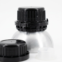 Bouteille en aluminium poli miroir de 1000 ml avec bouchon de sécurité noir, hermétique et opaque, pour huiles essentielles et parfums
