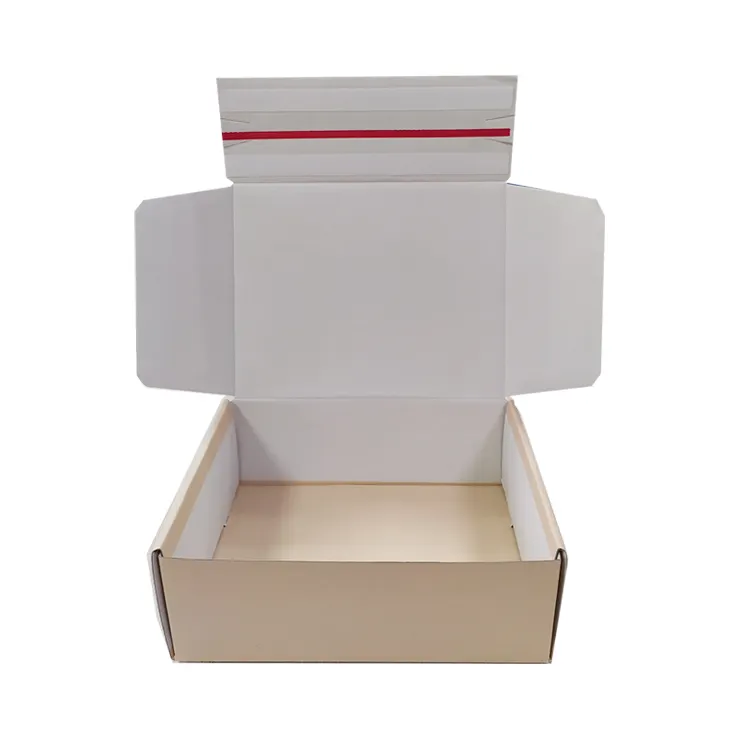 E-Commerce กล่องกระดาษลูกฟูกสำหรับขนส่ง,กล่องลูกฟูกพิมพ์โลโก้แบบกำหนดเองปิดผนึกเองสีฟ้ารีไซเคิล
