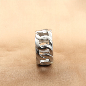 Anillo de Cadena de Acero de Titanio para Hombre, Diseño Geométrico Hueco Plateado, Joyería de Uso Diario - Product Image 2