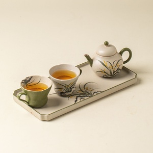Ceramic One Pot Two <b>Cups</b> Kung Fu <b>Tea</b> Set Ceramic Office with Tray Dry Bubble Hand-painted Shilan Pear Pot Ear <b>Cup</b> - Product Image 4