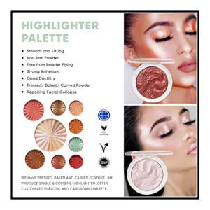 Lujoso lindo brillo vegano maquillaje facial <span class=keywords><strong>Iluminador</strong></span> sin logotipo paleta de resaltador único - Product Image 6