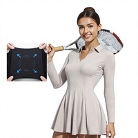 Set Rok Tenis Lengan Panjang Musim Gugur Musim Dingin Wanita, Pakaian Tenis Slim-fit, Gaun Latihan Lari, Rok Pendek Olahraga