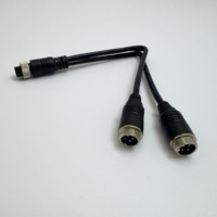 Kabel Ekstensi Penerbangan GX12 GX16 4Pin 1 Female ke 2 Male Aviation Y Splitter Wire untuk Kamera CCTV, Kamera Mundur Mobil, Monitor Cadangan