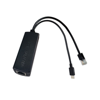 Divisor PoE Activo de 48 V a Tipo C 5 V 2.4 A, Stock 5521, Conector Macho CC / Micro USB / USB-C Opcional, Full-duplex y Half-duplex, 200 mV Máx. 2 A
