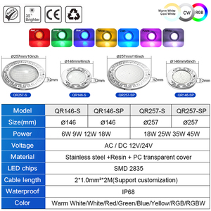 IP68 Waterproof 6 Inches Led Tech 316L Stainless Steel Swim <strong>Pool</strong> Decor Light 12V AC DC <strong>Multi</strong> <strong>Color</strong> Changing Underwater <strong>Lamp</strong> - Product Image 3