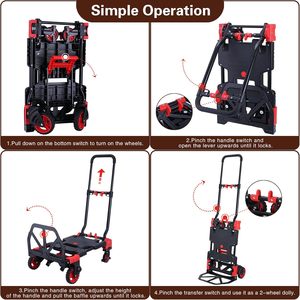 Multifuncional ligero resistente 2 en <span class=keywords><strong>1</strong></span> camión de mano plegable Carro de mano de hierro plegable - Product Image 4