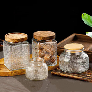 Frascos de vidrio decorativos vacíos con tapa de bambú, para almacenamiento de miel, azúcar, nueces, chocolate, 750ml - Product Image 3
