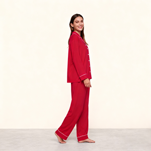 Set Pigiama Donna in Cotone di Bambù di Alta Qualità, Abbigliamento da Notte Comodo <span class=keywords><strong>e</strong></span> Casual, Pigiama in Modal con Maniche Lunghe <span class=keywords><strong>e</strong></span> Pantaloni - Product Image 3