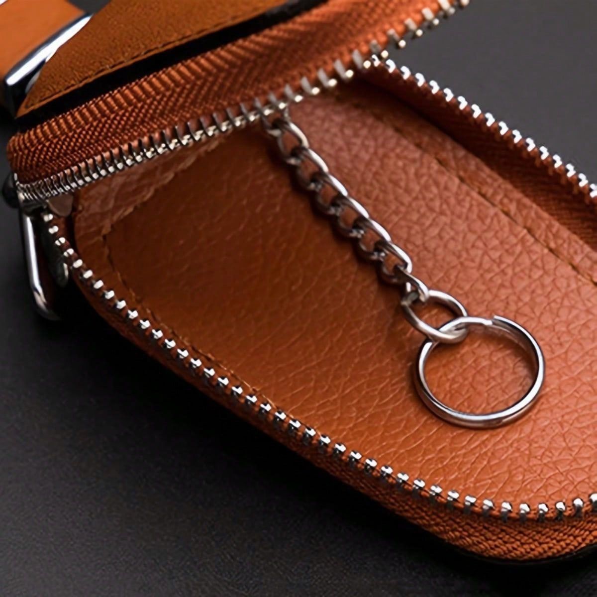 Vsen Rainbow Glow Key Bag - Genuine Leather Car Key Case Keychain Protector