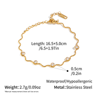 Ensemble de bijoux collier et bracelet en chaîne ondulée plaqué or minimaliste avec zircon pour femmes, à porter au quotidien