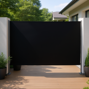 Paravent rétractable noir pour terrasse, séparateur d'intimité extérieur, écran pliable pour porte et fenêtre, design minimaliste - Product Image 2
