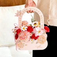 Sac en carton de luxe rectangulaire géant avec poignée en ruban pour fleuriste, emballage personnalisé pour roses et fleurs longues