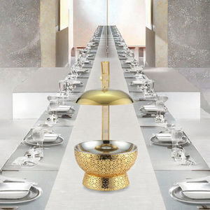 Réchaud de buffet en acier inoxydable 4,5/6/8L doré pour banquets d'hôtel et mariages, chauffe-plats à alcool avec couvercle suspendu - Product Image 2