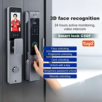 Kunci Pintu Pintar Otomatis Pengenalan Wajah 3D Kunci Sidik Jari Semikonduktor Layar HD Dalam Ruangan Kontrol Aplikasi Jarak Jauh Kunci Keamanan
