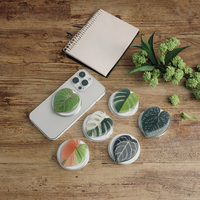 Support de téléphone portable pliable magnétique ABS en forme de feuille de plante avec anneau de maintien et recharge sans fil