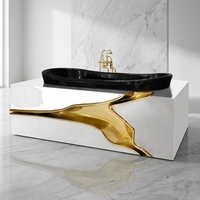 Baignoire autoportante de luxe, design moderne, peinte à la main, en acier inoxydable, pour villa et manoir, bain d'exception