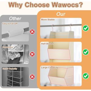 Hanging Closet Organizer 3 Shelf Fabric <b>Storage</b> With Mesh Pocket For Clothes Bedroom Use Foldable Hook Type - Product Image 4