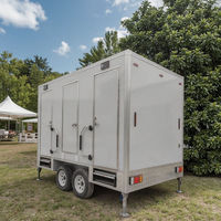 Remolque de Baño Portátil de Lujo con 2 Puertas y 2 Cabinas, Estándar Estadounidense Moderno, para Eventos al Aire Libre y Construcción